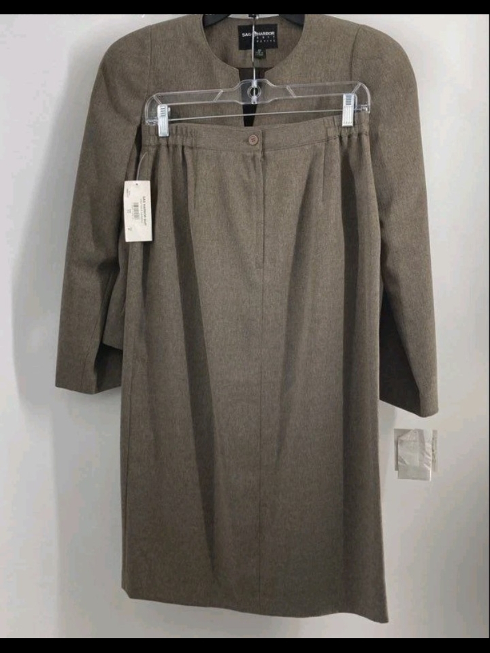 Sag Harbor Womens Toffee Long Sleeve Slit Two-Piece Suit Skirt Size 8P